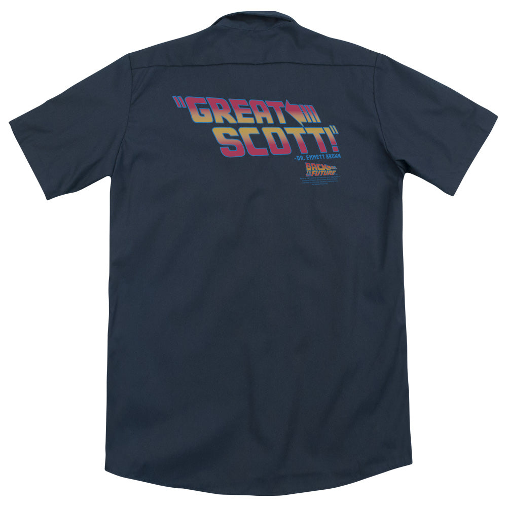 Back To The Future - Great Scott (Back Print) Adult Work Shirt - Forces Of Mankind