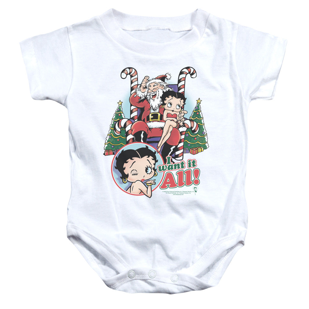 Betty Boop - Baby Onesie - Officially Licensed - I Want It All - Infant Snapsuit, Baby Bodysuit, Baby Clothes, Baby Boy Girl Gift
