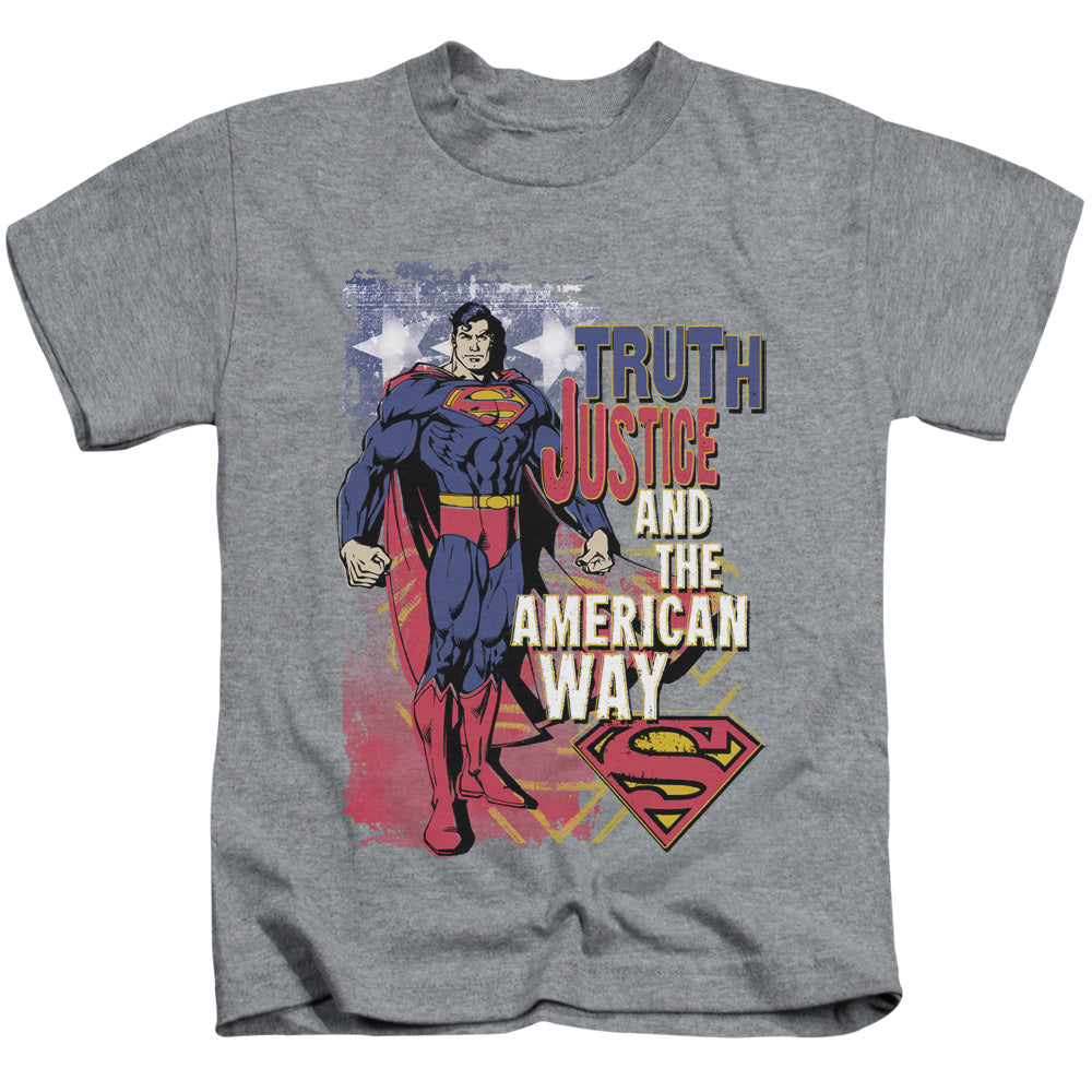 Superman™ - Juvenile Kids T-Shirt (Ages 4-7) - Juvenile T Shirt - Truth Justice - Officially Licensed - Size 4 5 6 7