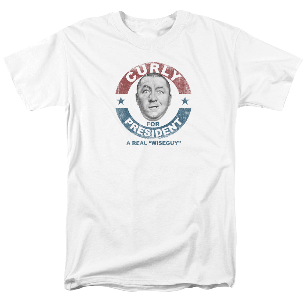 The Three Stooges™ Shirt - Officially Licensed - Curly For President - Adult Unisex Short Sleeve T-Shirt