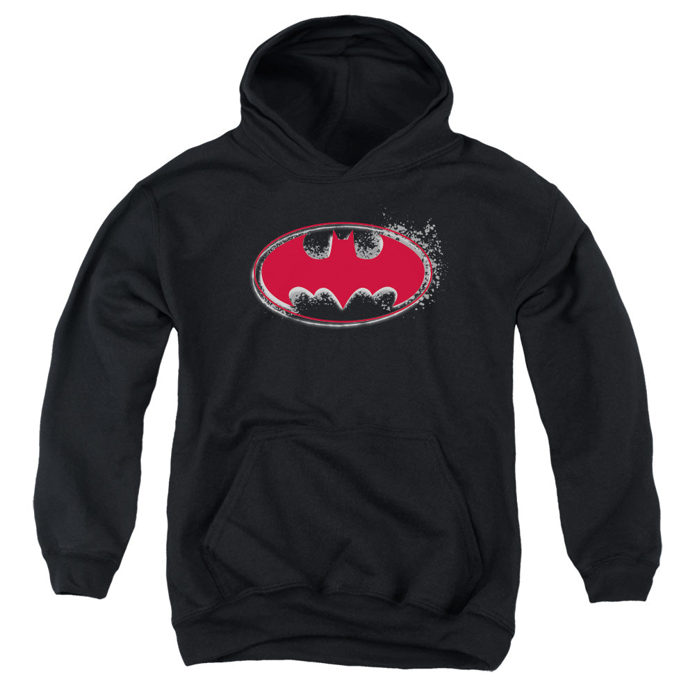 Batman - Hardcore Noir Bat Logo Youth Pull Over Hoodie - Forces Of Mankind