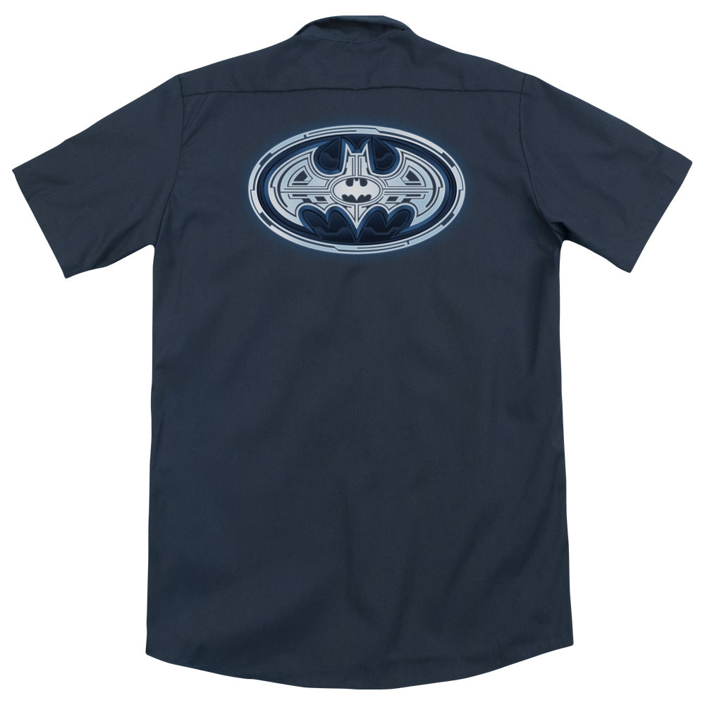 Batman - Cyber Bat Shield (Back Print) Adult Work Shirt - Forces Of Mankind