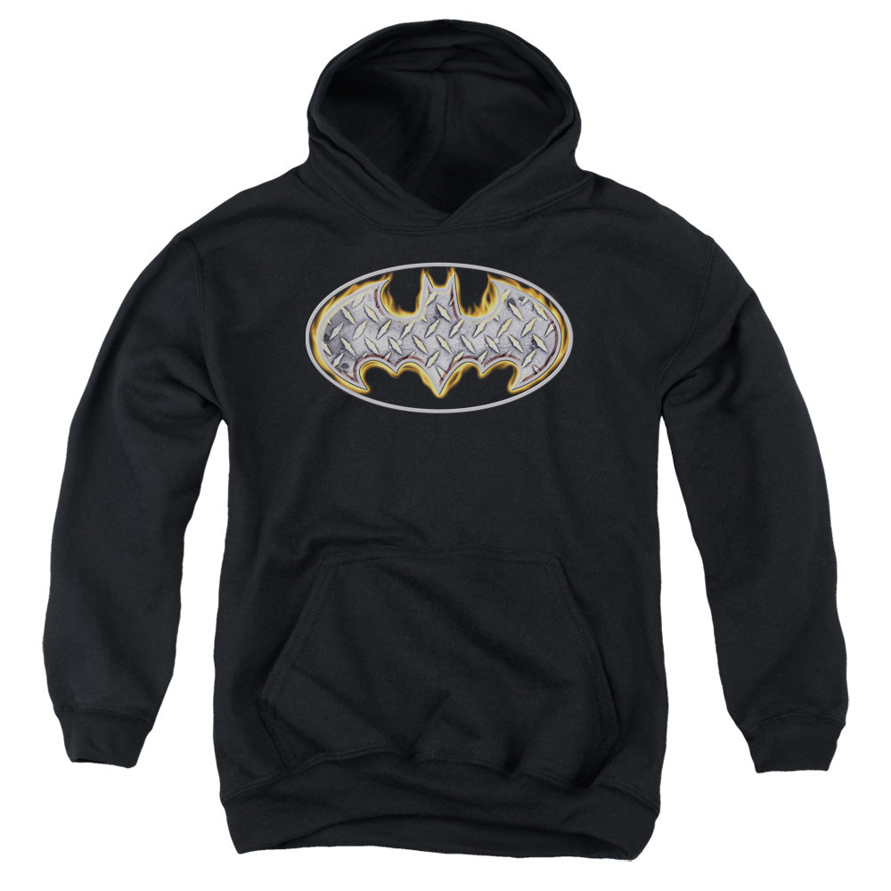 Batman - Steel Fire Shield Youth Pull Over Hoodie - Forces Of Mankind