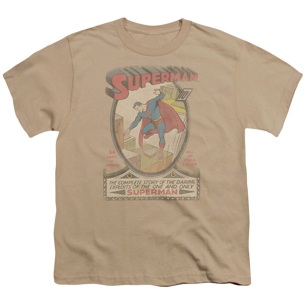 Superman - Youth Kids T-Shirt (Ages 7+) - Short Sleeve Youth T Shirt - 1 Distressed - Officially Licensed - S M L XL