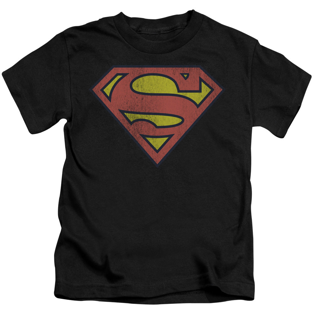 Superman - Juvenile Kids T-Shirt (Ages 4-7) - Short Sleeve Juvenile T Shirt - Retro Supes Logo Distressed - Size 4 5 6 7