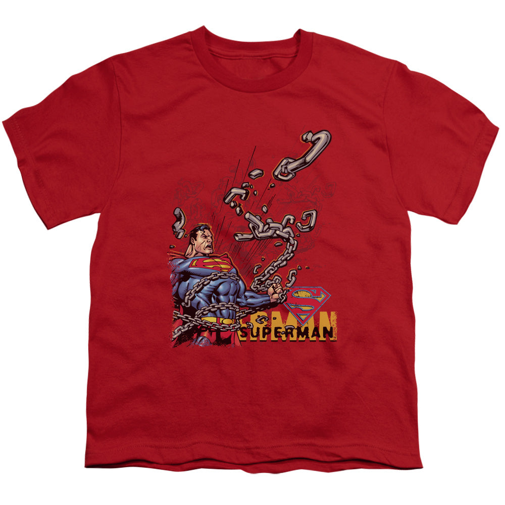Superman™ - Youth Kids T-Shirt (Ages 7+) - Short Sleeve Youth T Shirt - Breaking Chains - Officially Licensed - S M L XL