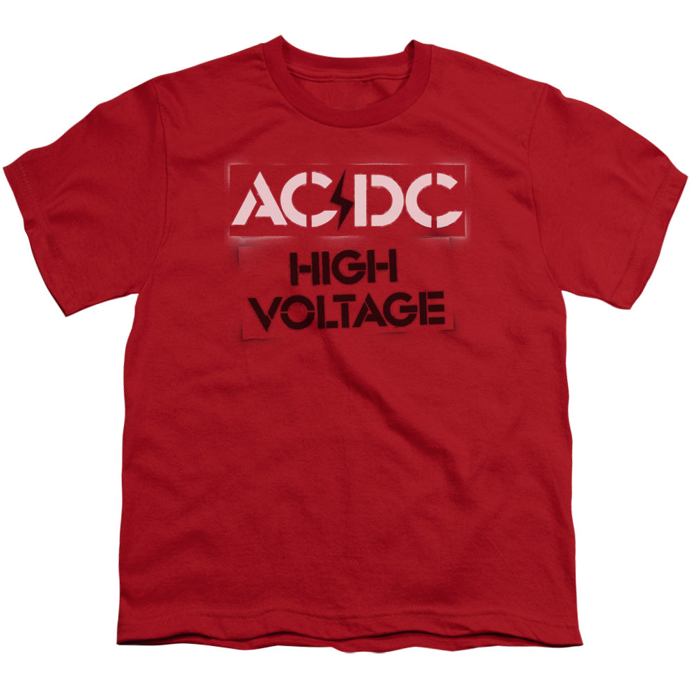 ACDC™ - Youth Kids T-Shirt (Ages 7+) - Short Sleeve Youth T Shirt - High Voltage Stencil - Officially Licensed - S M L XL
