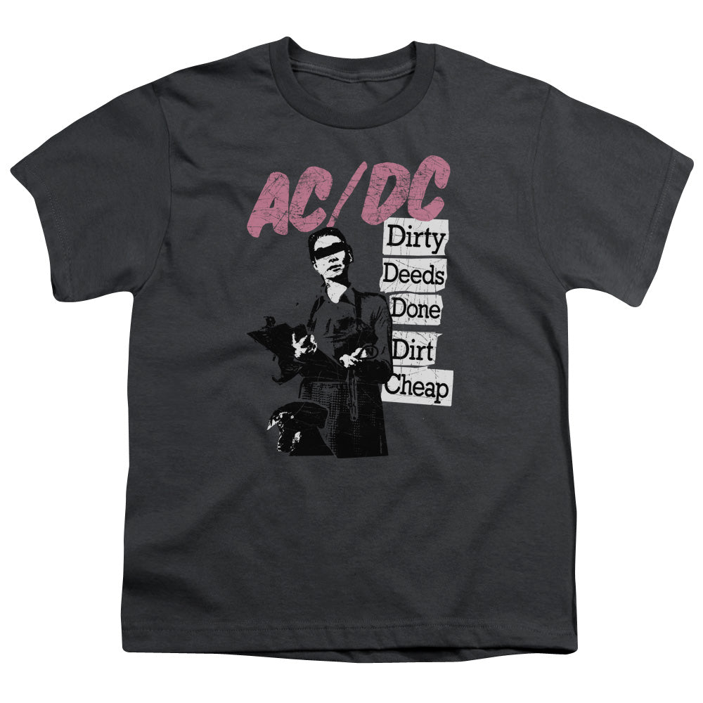 ACDC - Youth Kids T-Shirt (Ages 7+) - Short Sleeve Youth T Shirt - Dirty Deeds - Officially Licensed - S M L XL