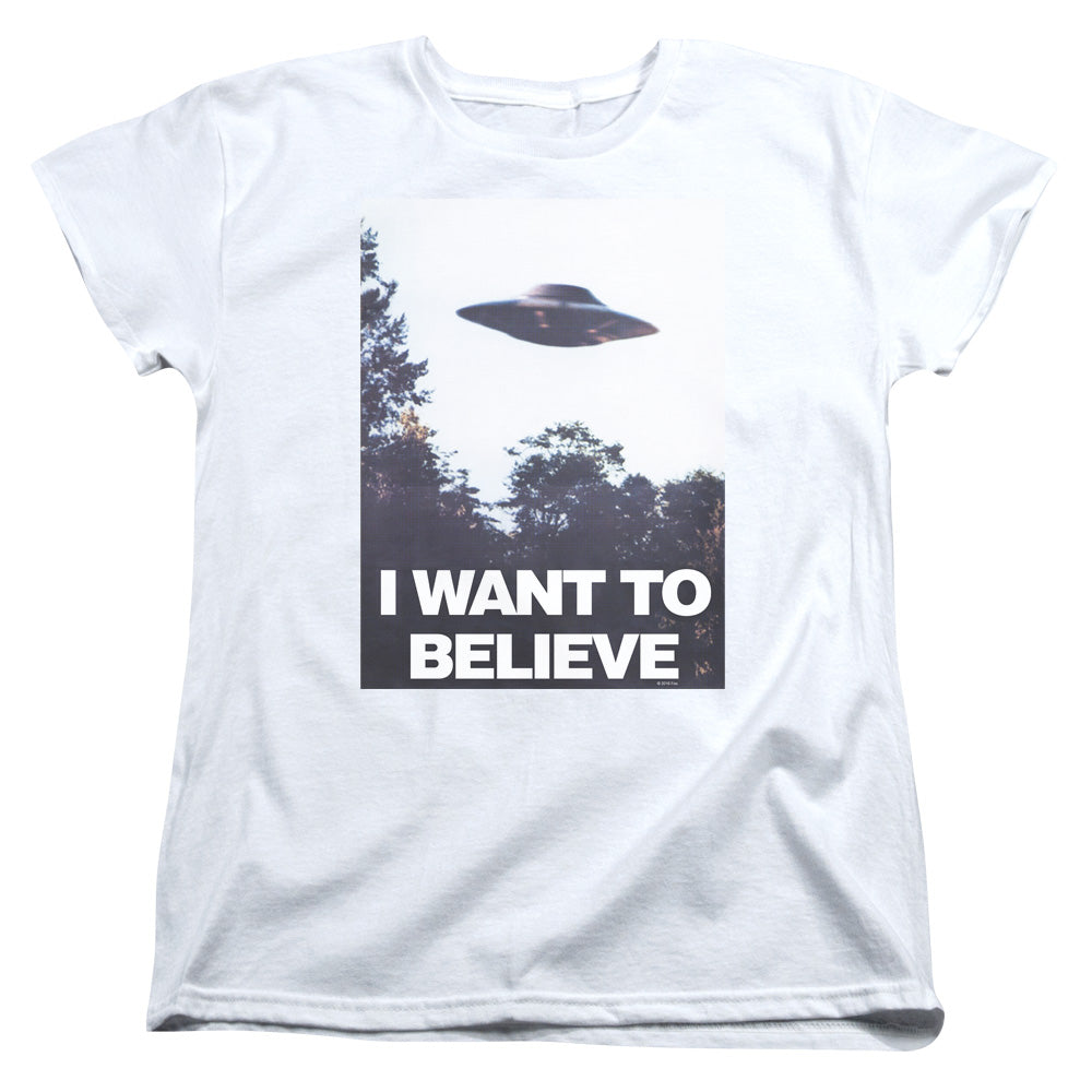 The X-Files - Women's Tee - Women's Short Sleeve T-Shirt Tee - Believe Poster - Officially Licensed