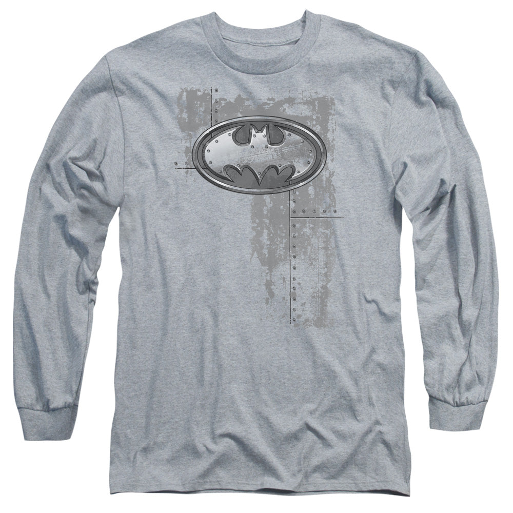 Batman - Rivited Metal Logo Long Sleeve Adult 18/1 - Forces Of Mankind