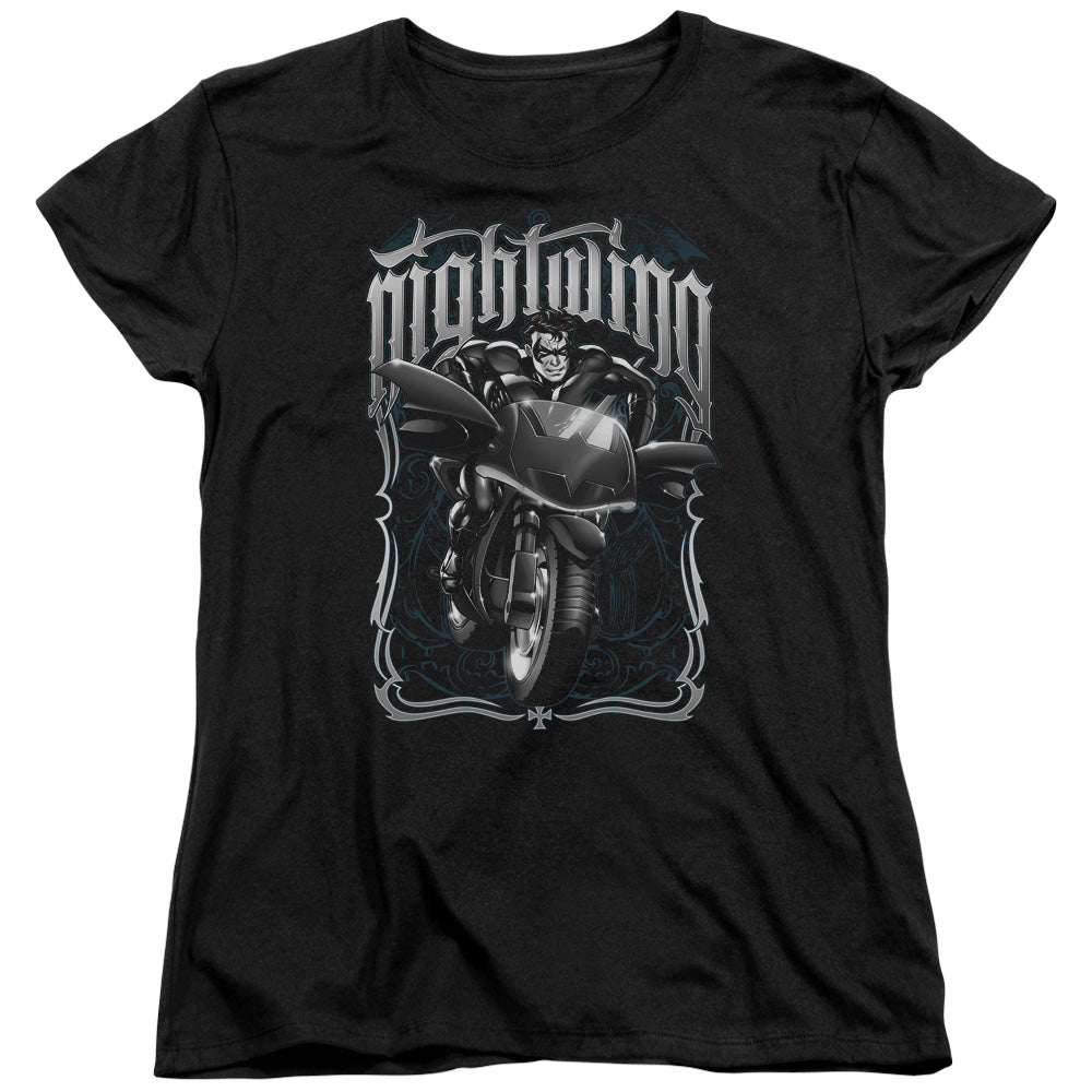 Batman - Nightwing Biker Short Sleeve Women's Tee - Forces Of Mankind
