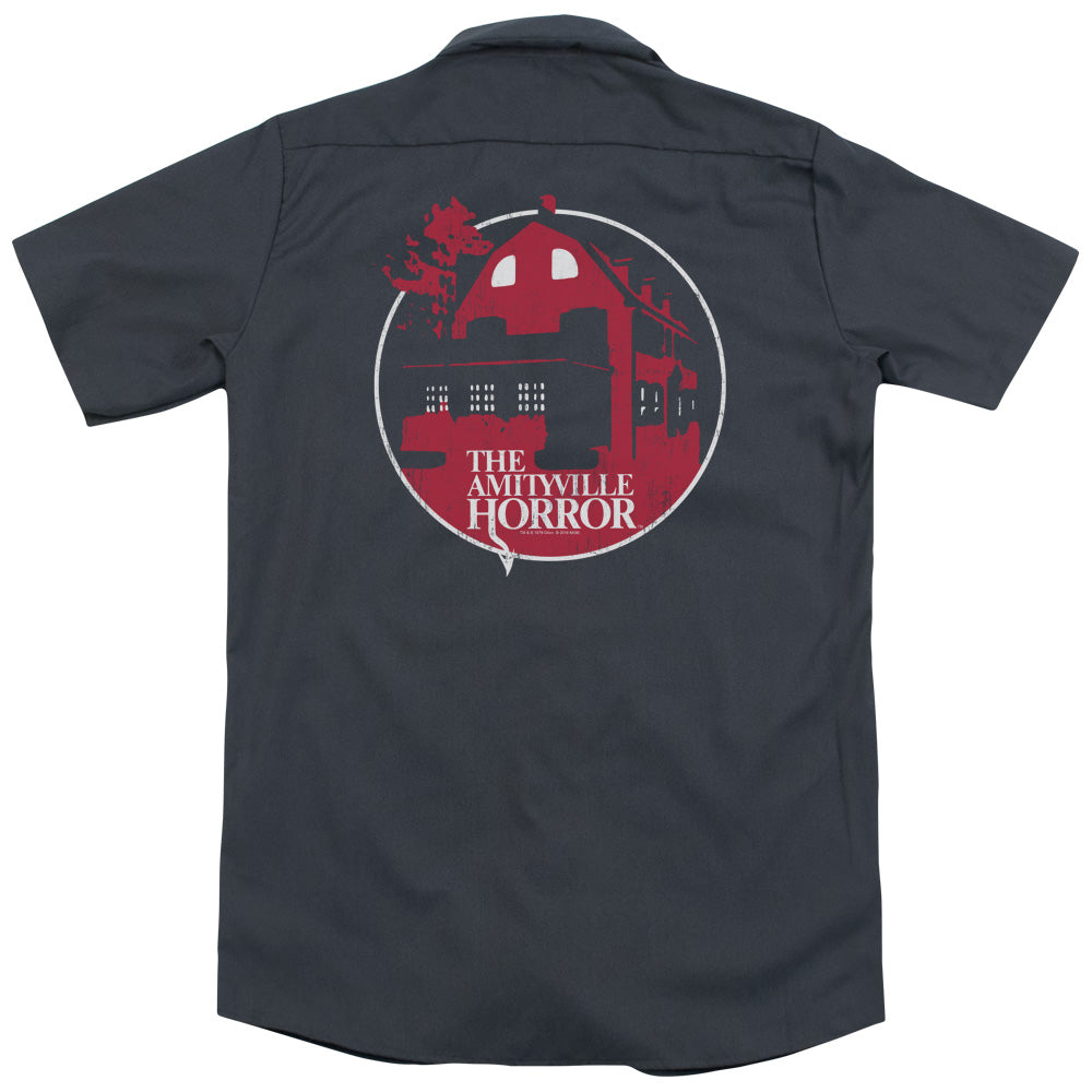 Amityville Horror - Red House(Back Print) Adult Work Shirt - Forces Of Mankind