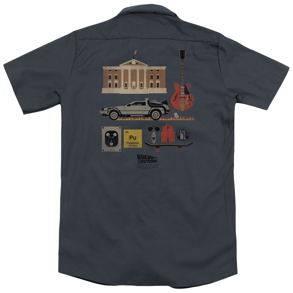 Back To The Future - Items (Back Print) Adult Work Shirt - Forces Of Mankind
