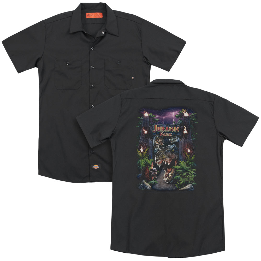 Jurassic Park - Welcome To The Park (Back Print) Adult Work Shirt - Forces Of Mankind