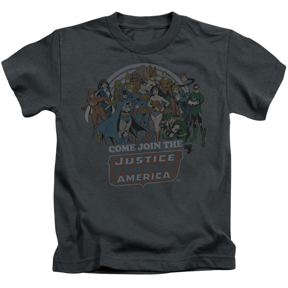 Justice League - Juvenile Kids T-Shirt (Ages 4-7) - Juvenile T Shirt - Join The Justice League Vintage - Officially Licensed - Size 4 5 6 7