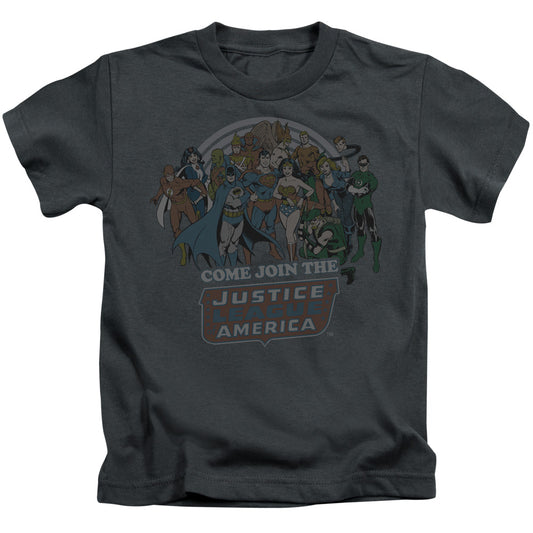 Justice League - Juvenile Kids T-Shirt (Ages 4-7) - Juvenile T Shirt - Join The Justice League Vintage - Officially Licensed - Size 4 5 6 7