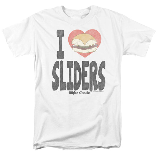 White Castle™ Shirt - Officially Licensed - I Heart Sliders - Fast Food Restaurant - Adult Unisex Short Sleeve T-Shirt