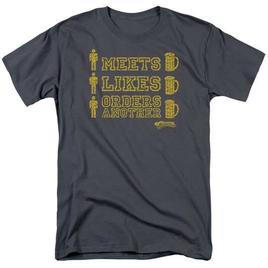 Cheers™ TV Show Shirt - Officially Licensed - Man Meets Beer - Adult Unisex Short Sleeve T-Shirt