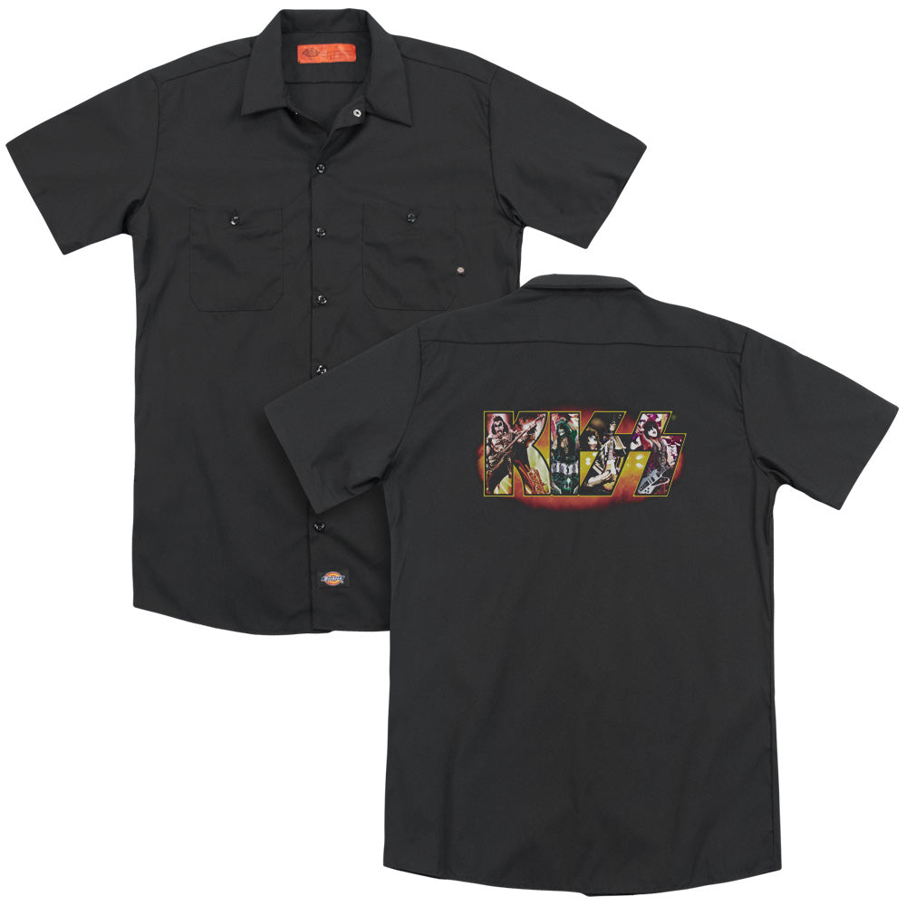 KISS™ Work Shirt - Officially Licensed - Stage Logo - Dickies Brand - Button Up Down Shirt - Officially Licensed