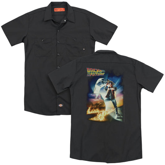 Back To The Future - Poster (Back Print) Adult Work Shirt - Forces Of Mankind