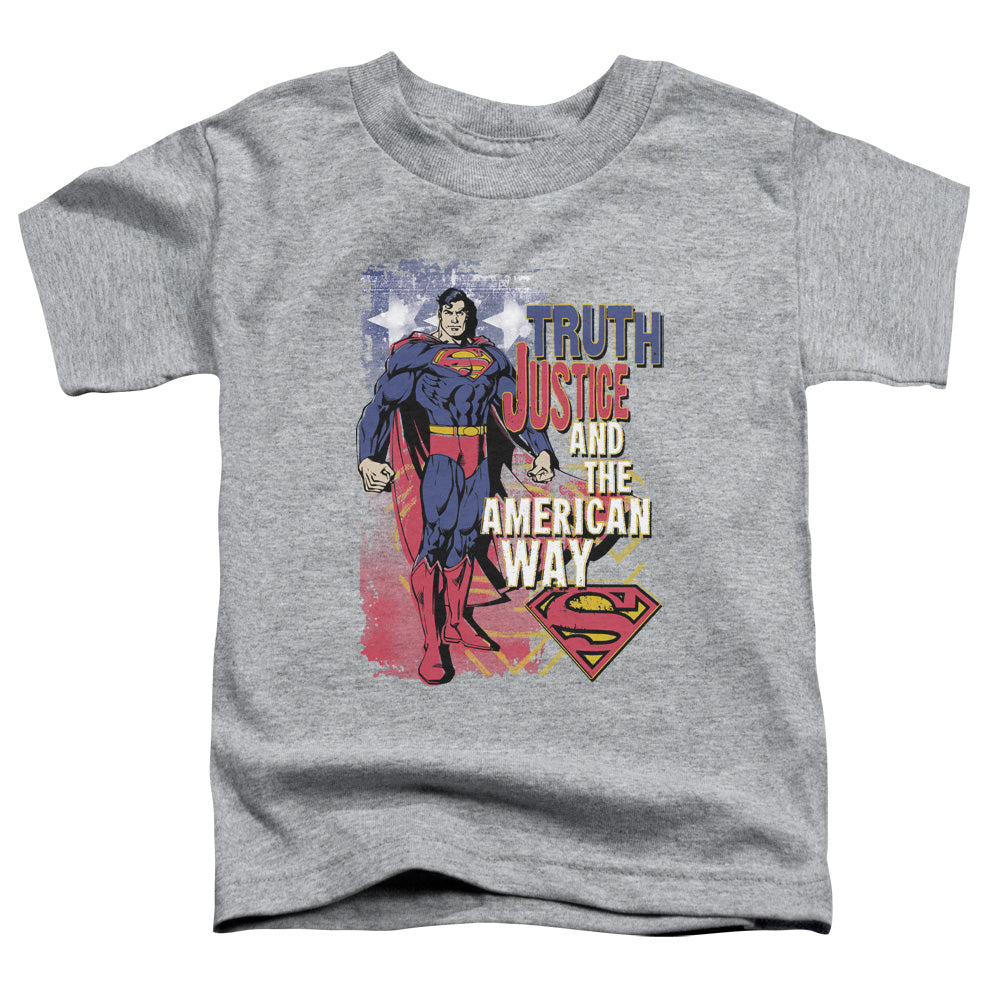 Superman™ - Toddler Kids T-Shirt (Ages 2-4) - Short Sleeve Toddler Tee - Truth Justice - Officially Licensed - 2T 3T 4T