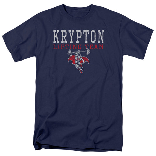 Superman™ Retro Shirt - Body Builder Shirt - DC Comics Vintage - Officially Licensed - Adult Unisex Short Sleeve T-Shirt - Krypton Lifting Team