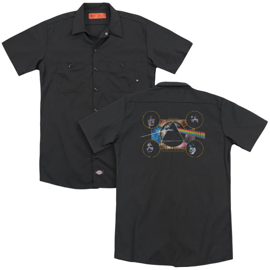 Pink Floyd™ Button Shirt - Officially Licensed - Dark Side Heads - Button Up Down Shirt - Adult Short Sleeve Work Shirt - Dickies Brand
