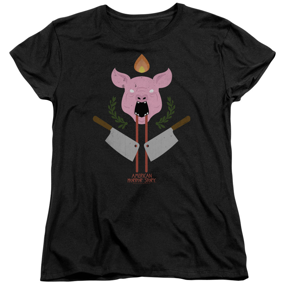 American Horror Story™ - Womens Shirt - Short Sleeve Women's T-Shirt - Loose Fit - Pig Cleavers - Officially Licensed - AHS Harmons