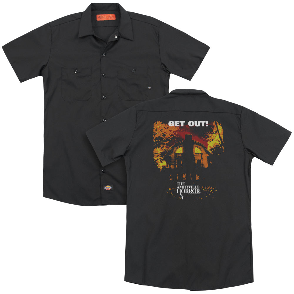 Amityville Horror - Get Out(Back Print) Adult Work Shirt - Forces Of Mankind
