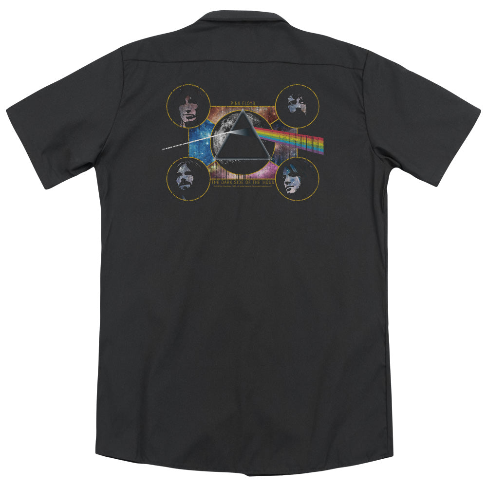 Pink Floyd™ Button Shirt - Officially Licensed - Dark Side Heads - Button Up Down Shirt - Adult Short Sleeve Work Shirt - Dickies Brand