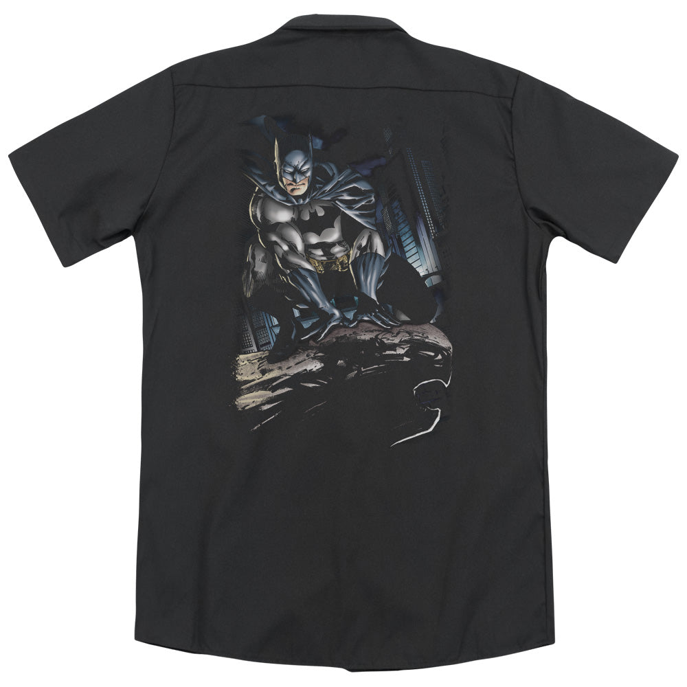Batman - Perched (Back Print) Adult Work Shirt - Forces Of Mankind