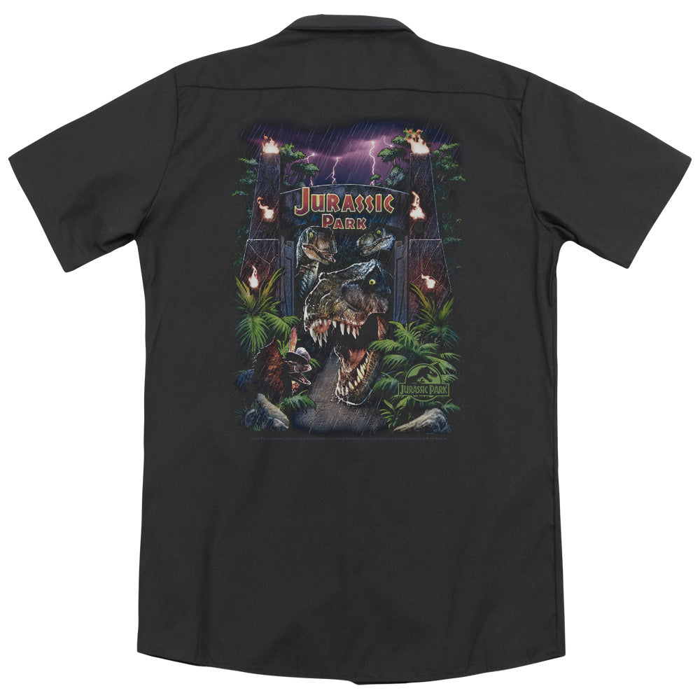 Jurassic Park - Welcome To The Park (Back Print) Adult Work Shirt - Forces Of Mankind