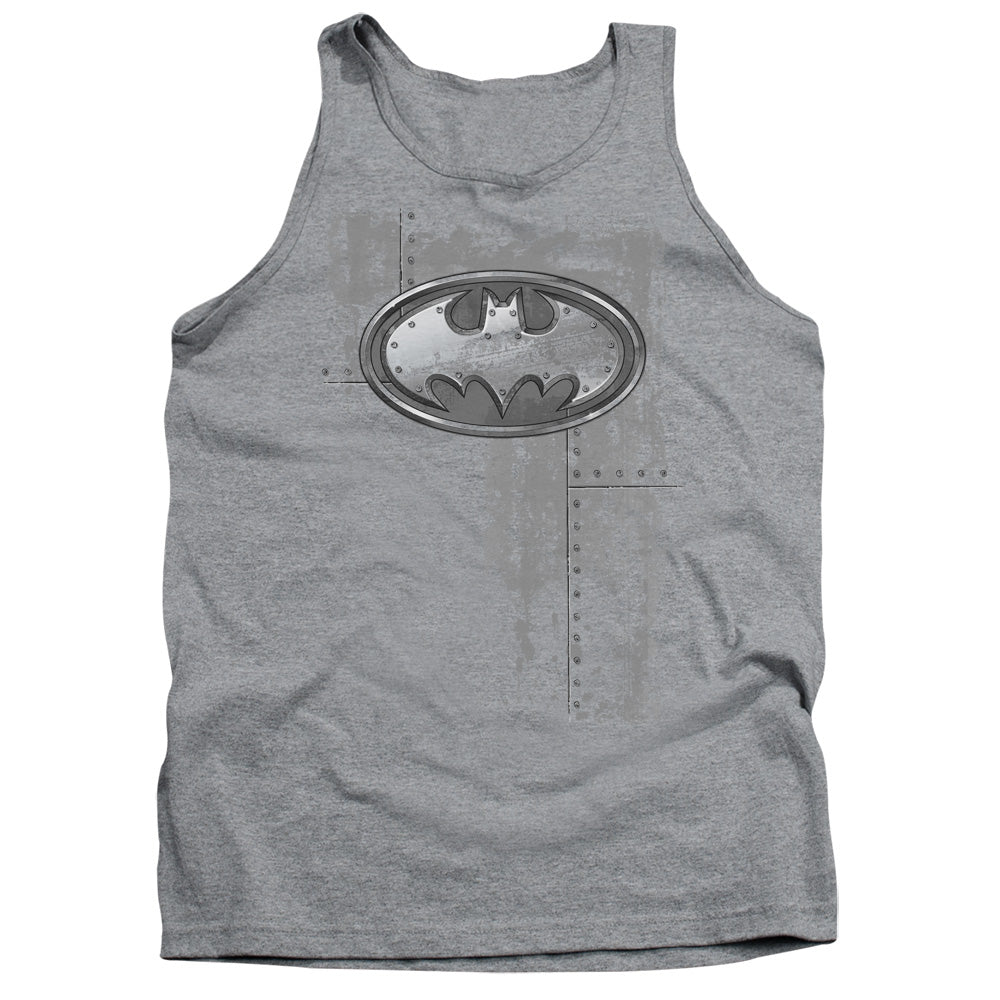Batman - Rivited Metal Logo Adult Tank - Forces Of Mankind