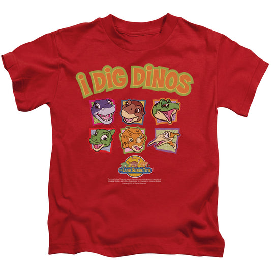Land Before Time - Juvenile Kids T-Shirt (Ages 4-7) - Short Sleeve Juvenile T-Shirt Tee - I Dig Dinos - Size 4 5 6 7