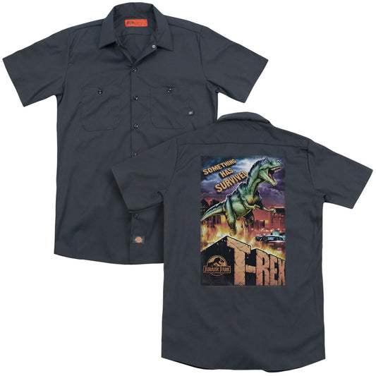 Jurassic Park - Rex In The City (Back Print) Adult Work Shirt - Forces Of Mankind