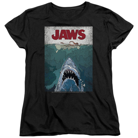 Jaws™ - Women's Tee - Short Sleeve Women's T-Shirt - Loose Fit - Lined Poster - Officially Licensed