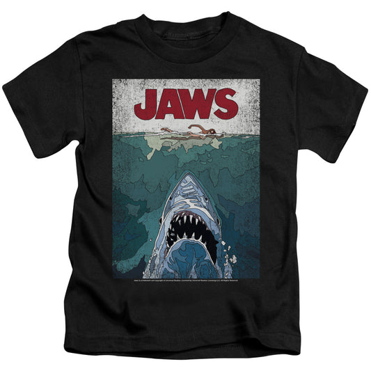 Jaws™ - Juvenile Kids T-Shirt (Ages 4-7) - Short Sleeve Juvenile T-Shirt Tee Movie - Lined Poster - Officially Licensed