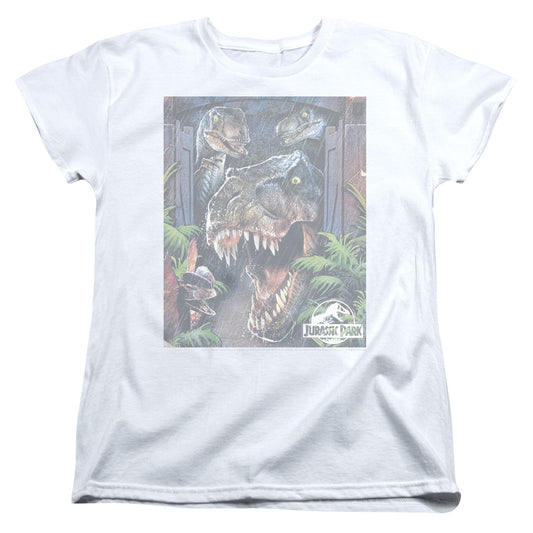 Jurassic Park - Giant Door Short Sleeve Women's Tee - Forces Of Mankind