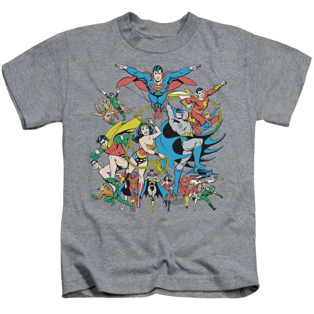 Justice League - Juvenile Kids T-Shirt (Ages 4-7) - Juvenile T Shirt - Assemble - DC Comics Vintage - Officially Licensed - Size 4 5 6 7