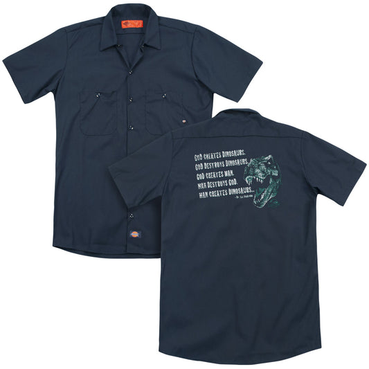 Jurassic Park - God Creates Dinosaurs (Back Print) Adult Work Shirt - Forces Of Mankind