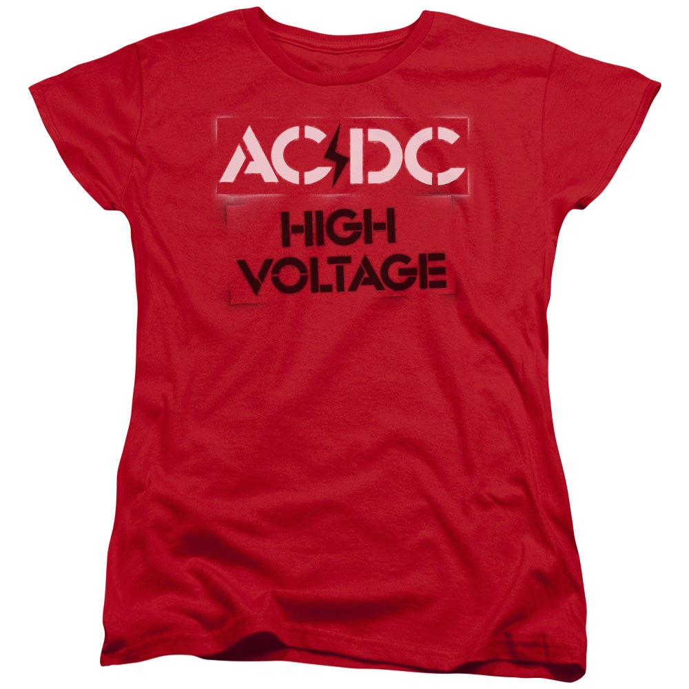 Acdc - High Voltage Stencil Short Sleeve Women's Tee - Forces Of Mankind