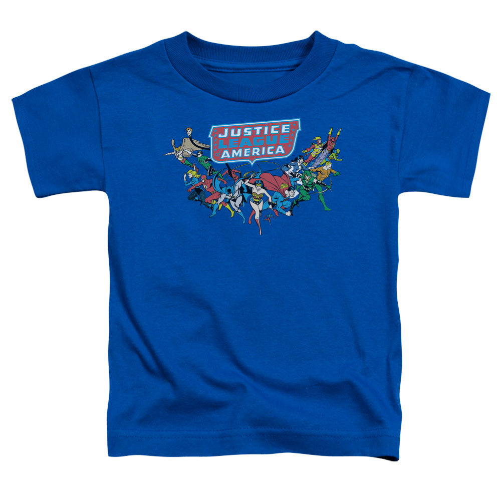 Justice League™ - Toddler Kids T-Shirt (Ages 2-4) - Short Sleeve Toddler Tee - Here They Come - Vintage - Officially Licensed - 2T 3T 4T