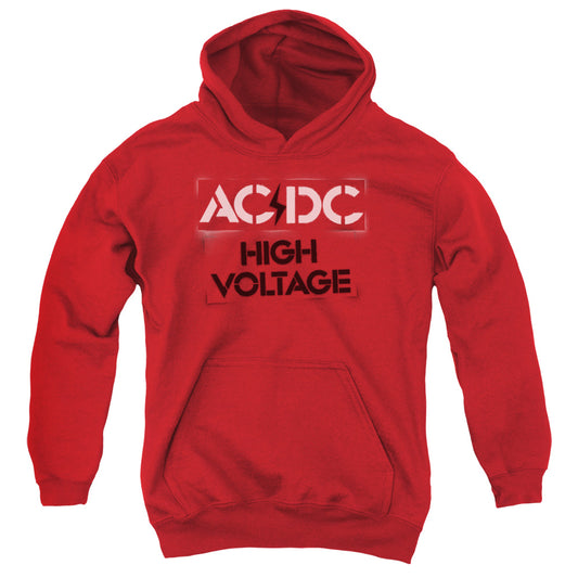 Acdc - High Voltage Stencil Youth Pull Over Hoodie - Forces Of Mankind