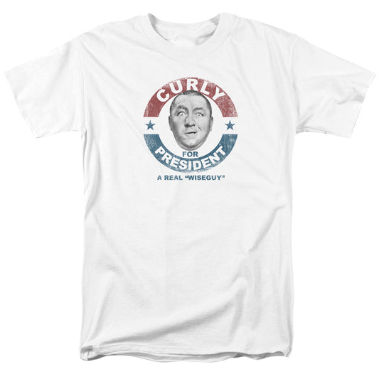 The Three Stooges™ Shirt - Officially Licensed - Curly For President - Adult Unisex Short Sleeve T-Shirt
