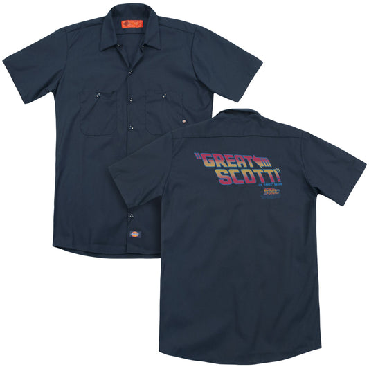 Back To The Future - Great Scott (Back Print) Adult Work Shirt - Forces Of Mankind