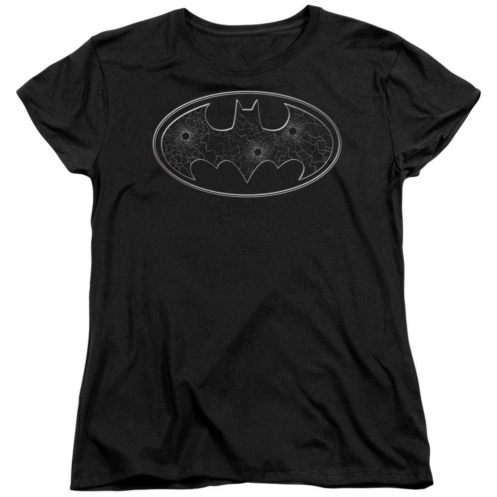 Batman - Glass Hole Logo Short Sleeve Women's Tee - Forces Of Mankind