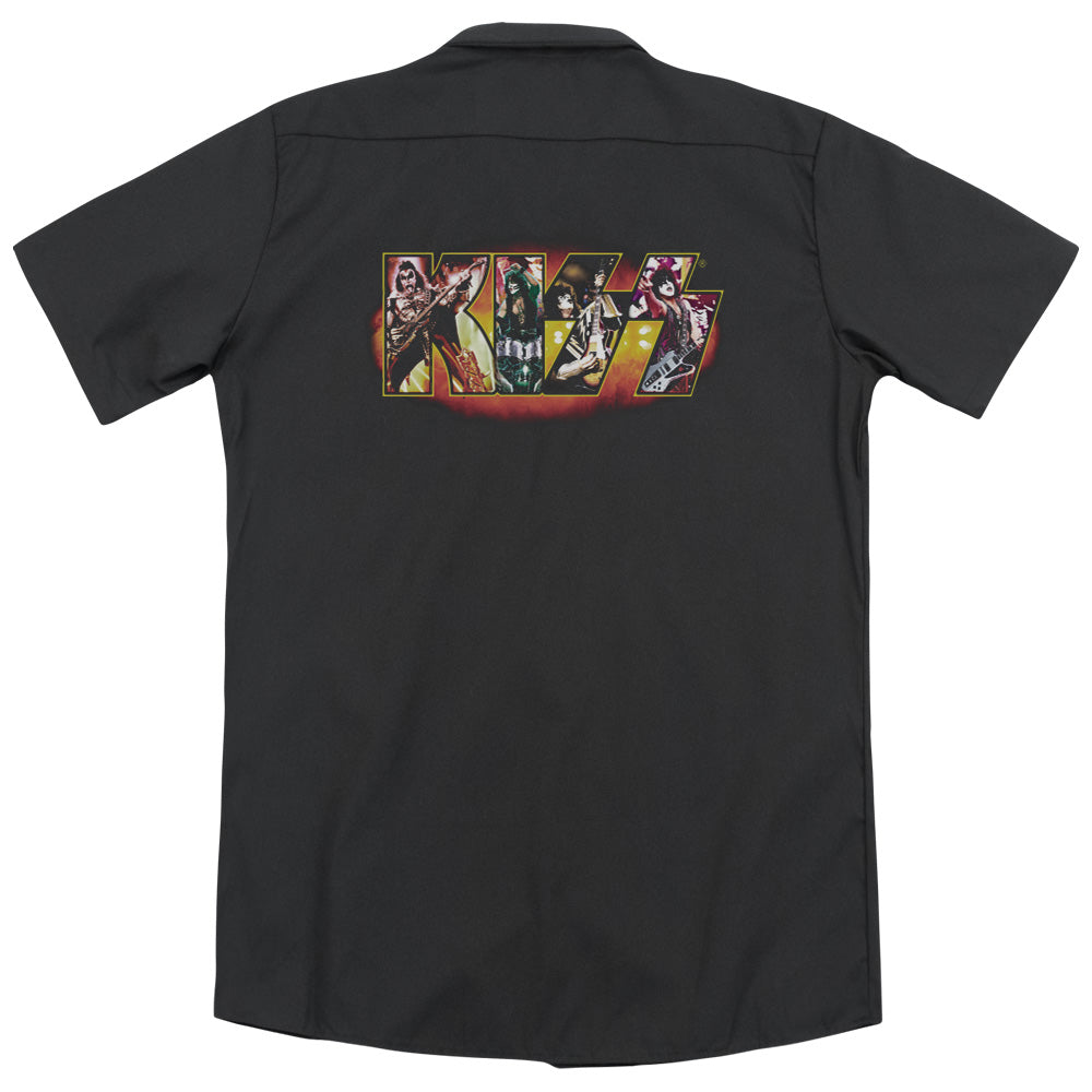 KISS™ Work Shirt - Officially Licensed - Stage Logo - Dickies Brand - Button Up Down Shirt - Officially Licensed