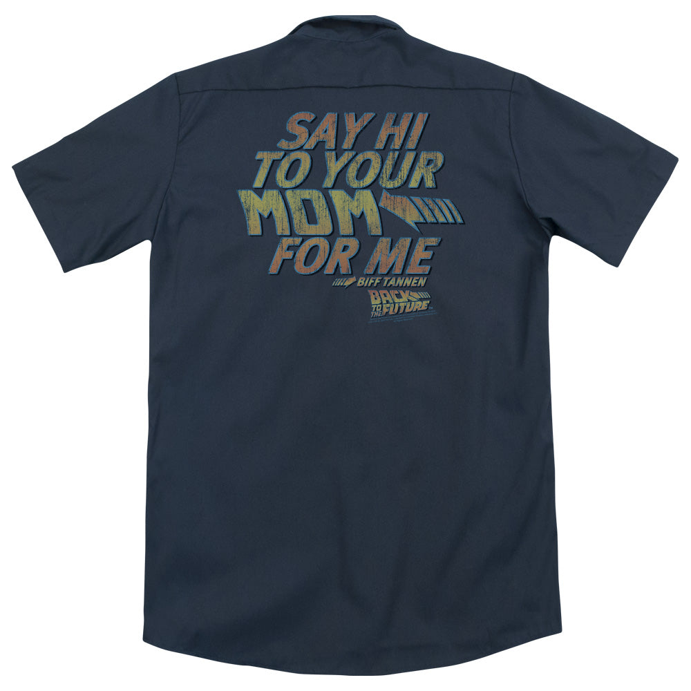 Back To The Future - Say Hi (Back Print) Adult Work Shirt - Forces Of Mankind