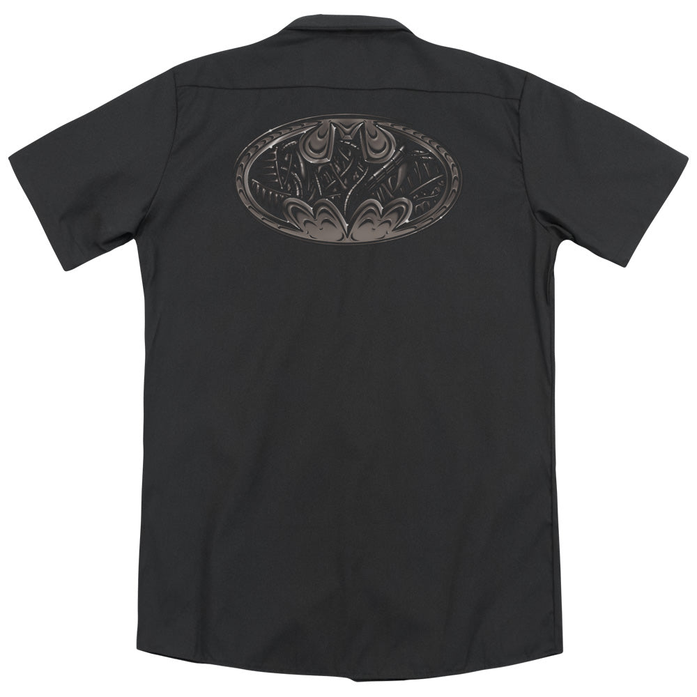 Batman - Bio Mech Bat Shield (Back Print) Adult Work Shirt - Forces Of Mankind