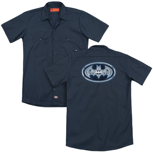 Batman - Cyber Bat Shield (Back Print) Adult Work Shirt - Forces Of Mankind